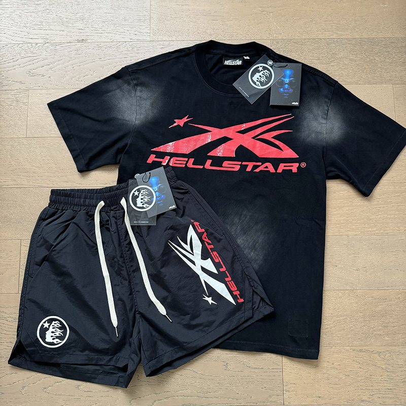 Hellstar Angular Star Logo T-Shirt & Shorts Set — front