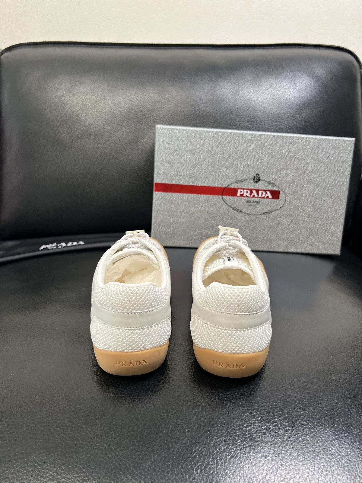 Prada White Gum Sole Sneakers — back