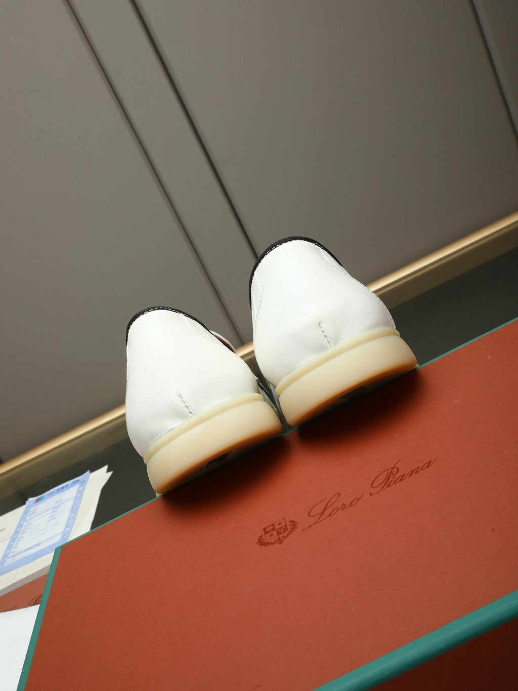 Loro Piana White Textured Loafers — back