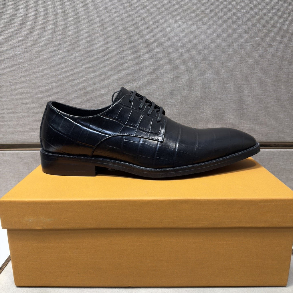 Louis Vuitton Crocodile-Embossed Lace-Up Dress Shoes — side