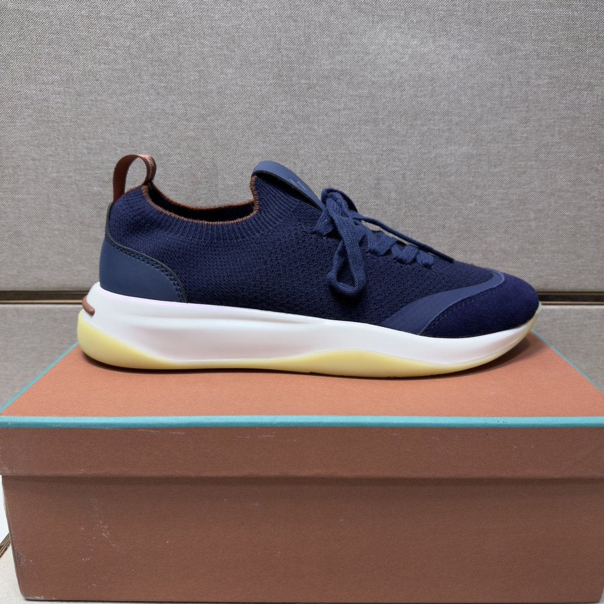 Loro Piana Men’s Mixed-Material Low-Top Sneakers — side