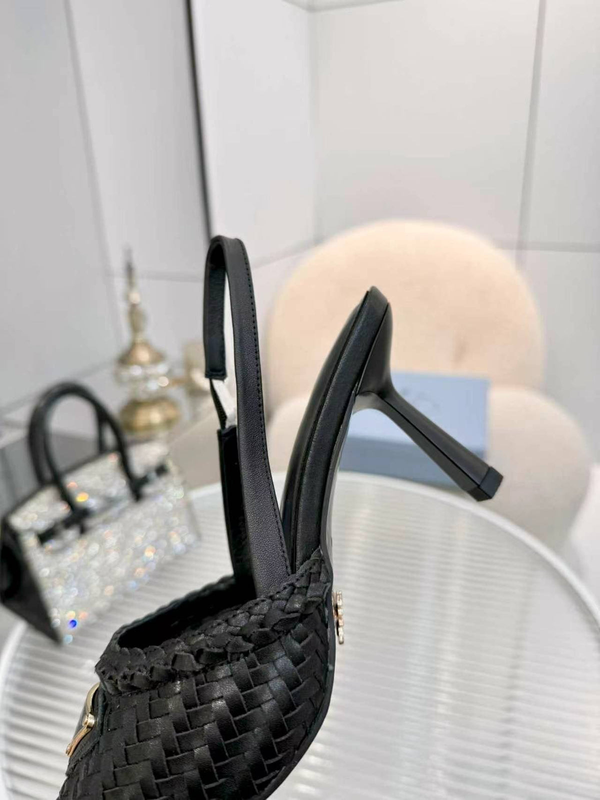 Prada Woven Slingback Pumps — side