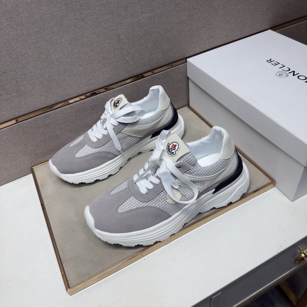 Moncler Light Gray & Navy Sneakers — front