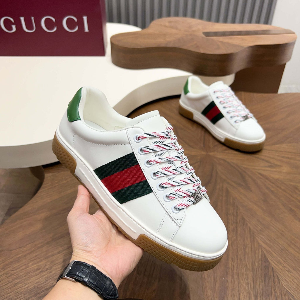 Gucci Red and Green Side Stripe Sneakers — model