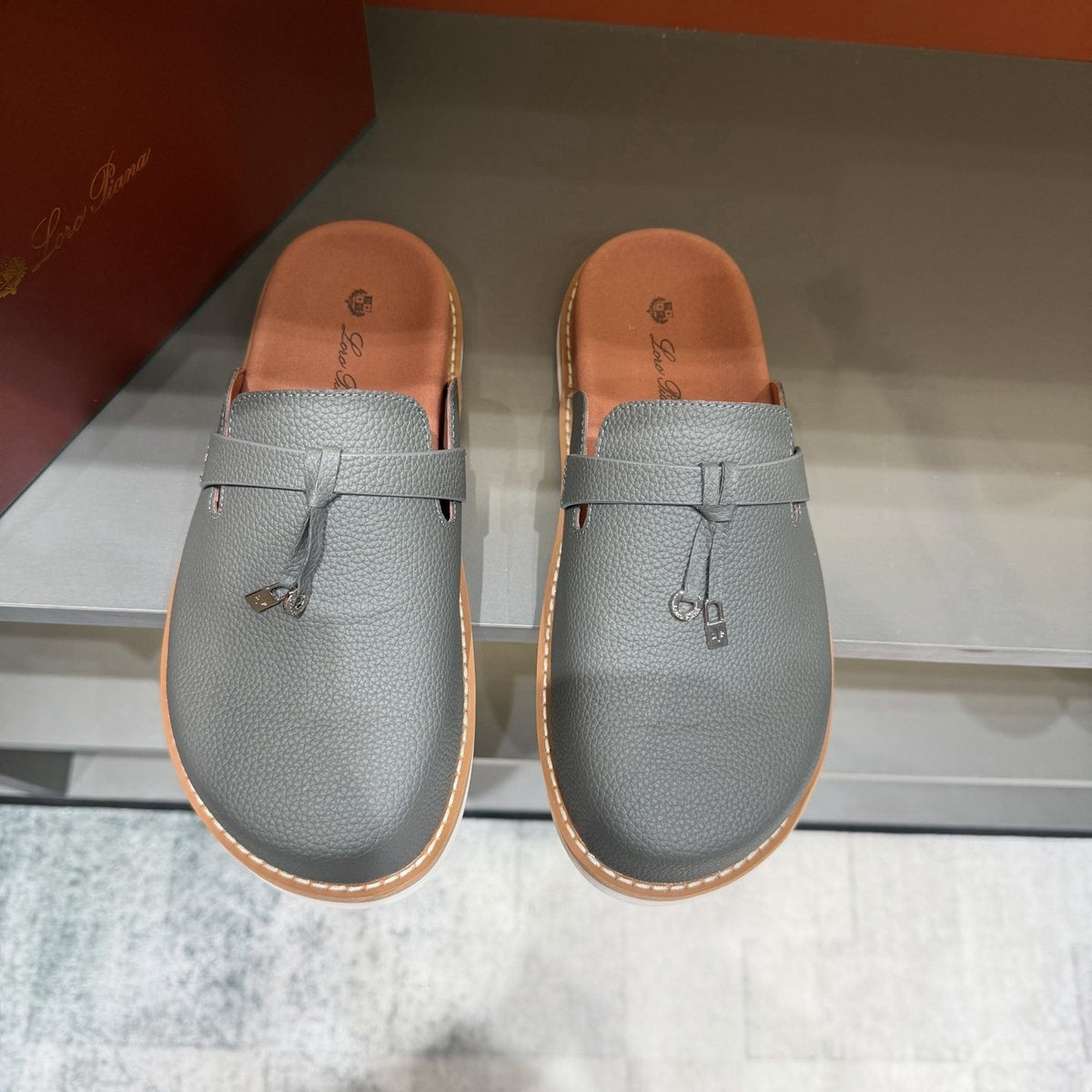 Loro Piana Textured Mule Loafers — front