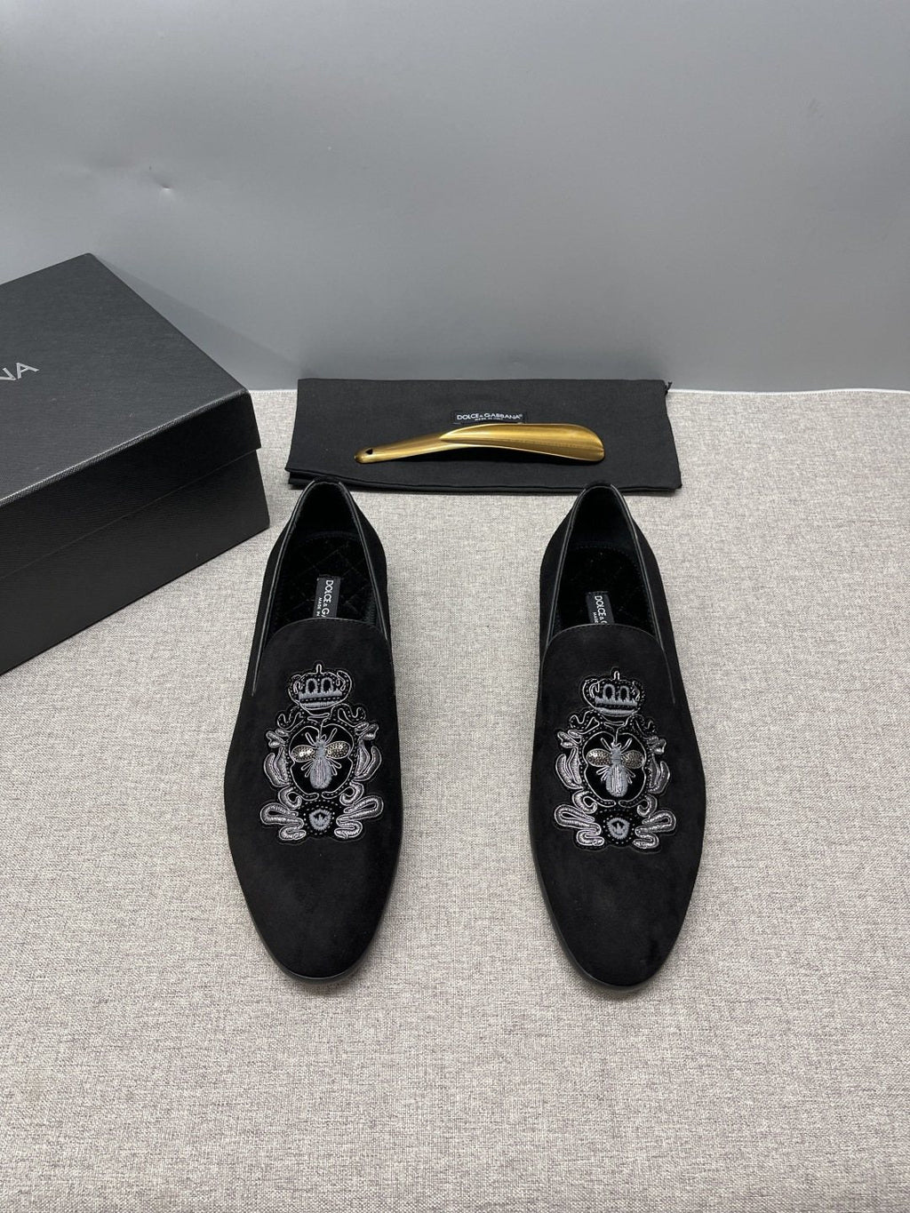 Dolce & Gabbana Crown Embroidered Loafers — front