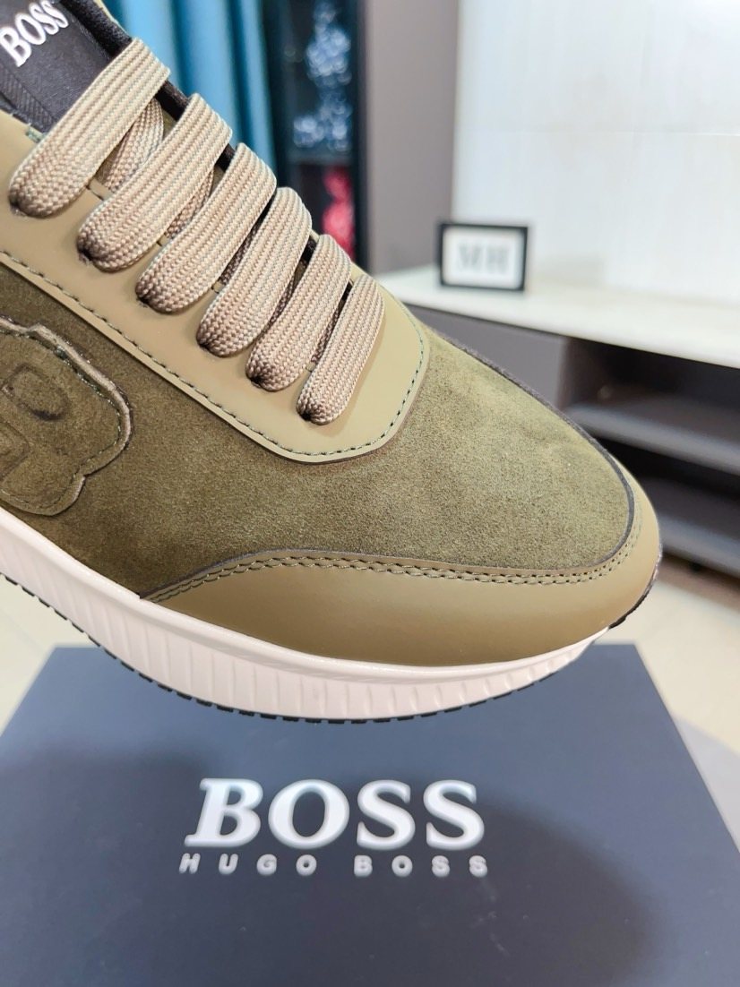 BOSS Olive Green Low-Top Sneakers — detail