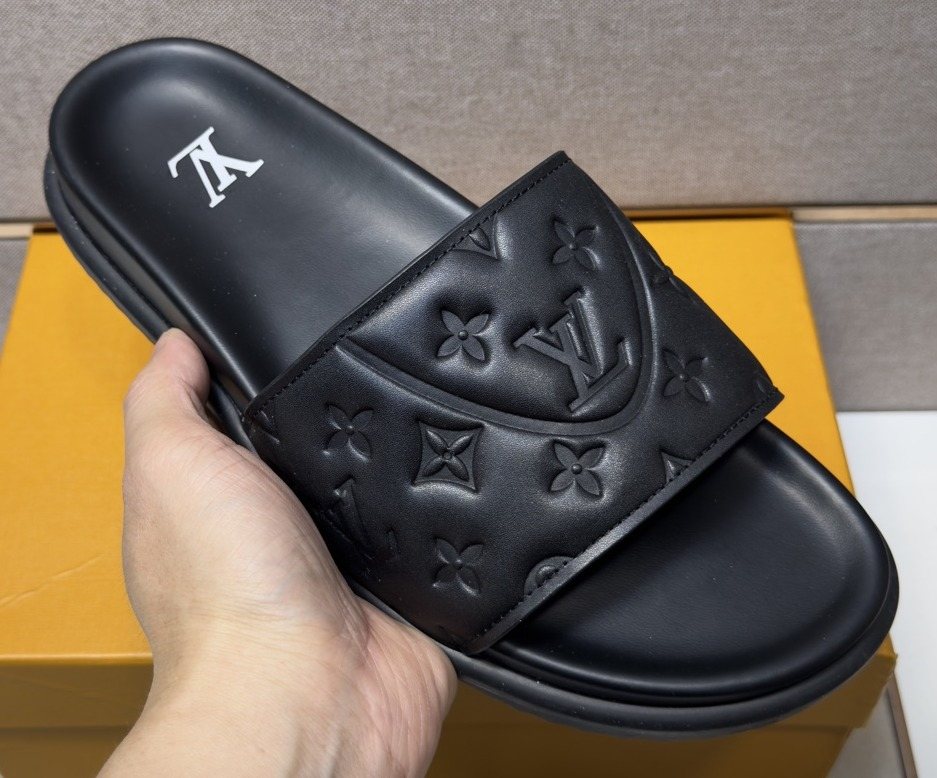 Louis Vuitton Embossed Strap Slide Sandals — hero