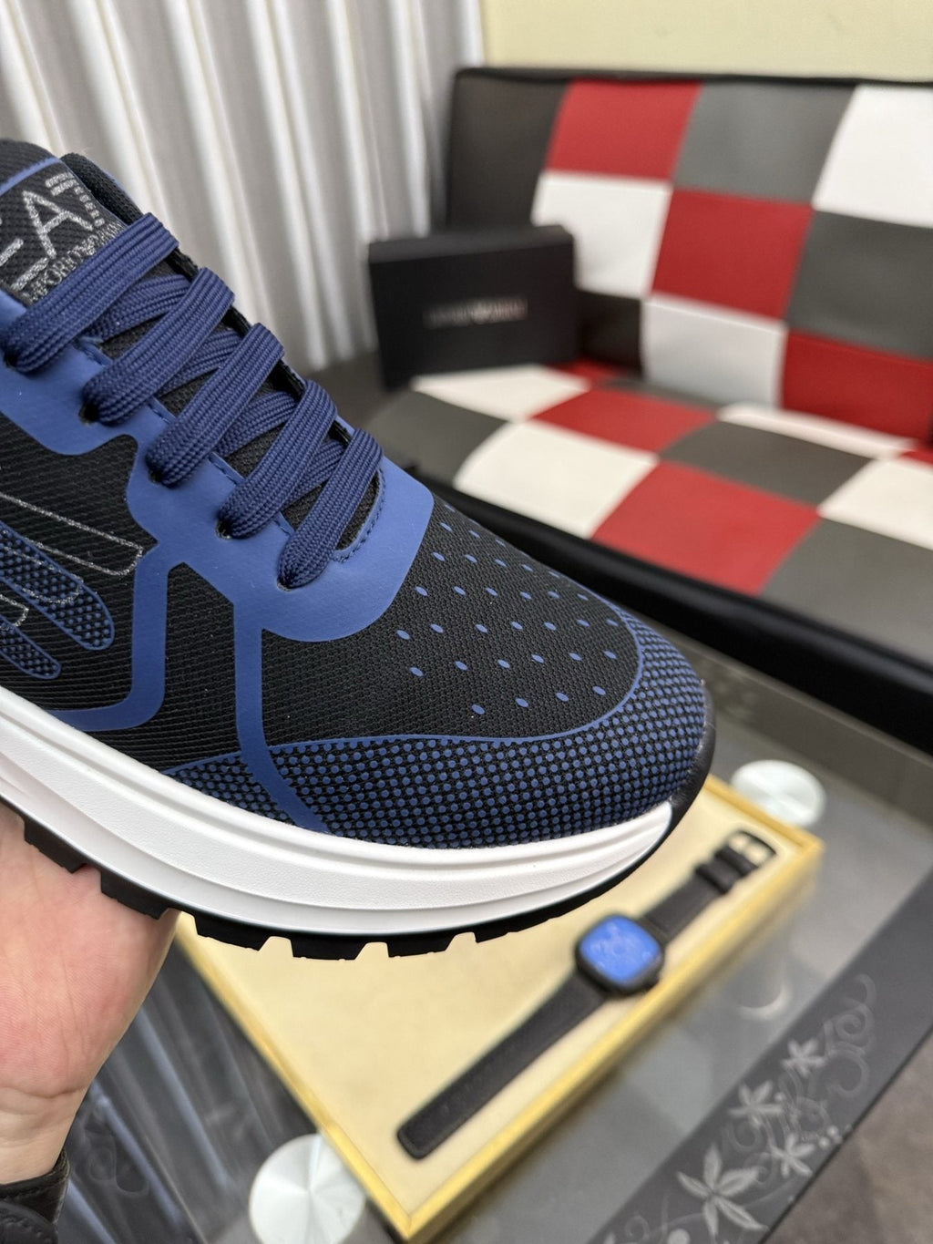 Emporio Armani White Low-Top Sneakers — detail