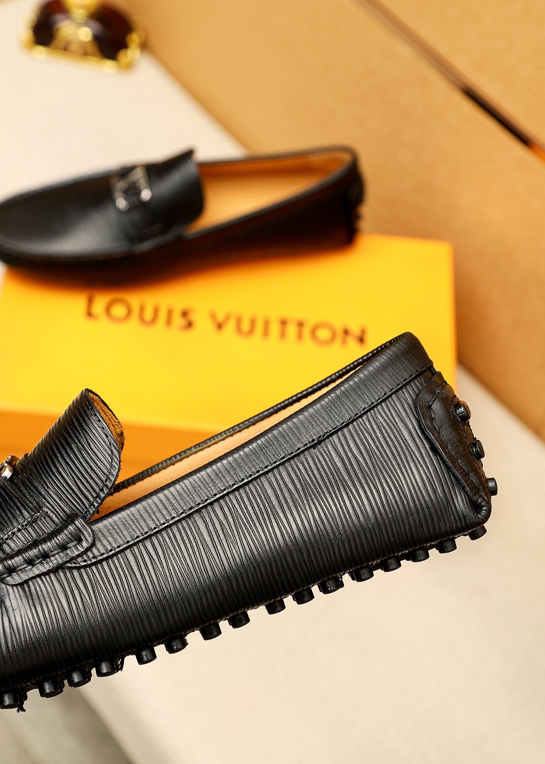 Louis Vuitton Brown Textured Driving Shoes — back