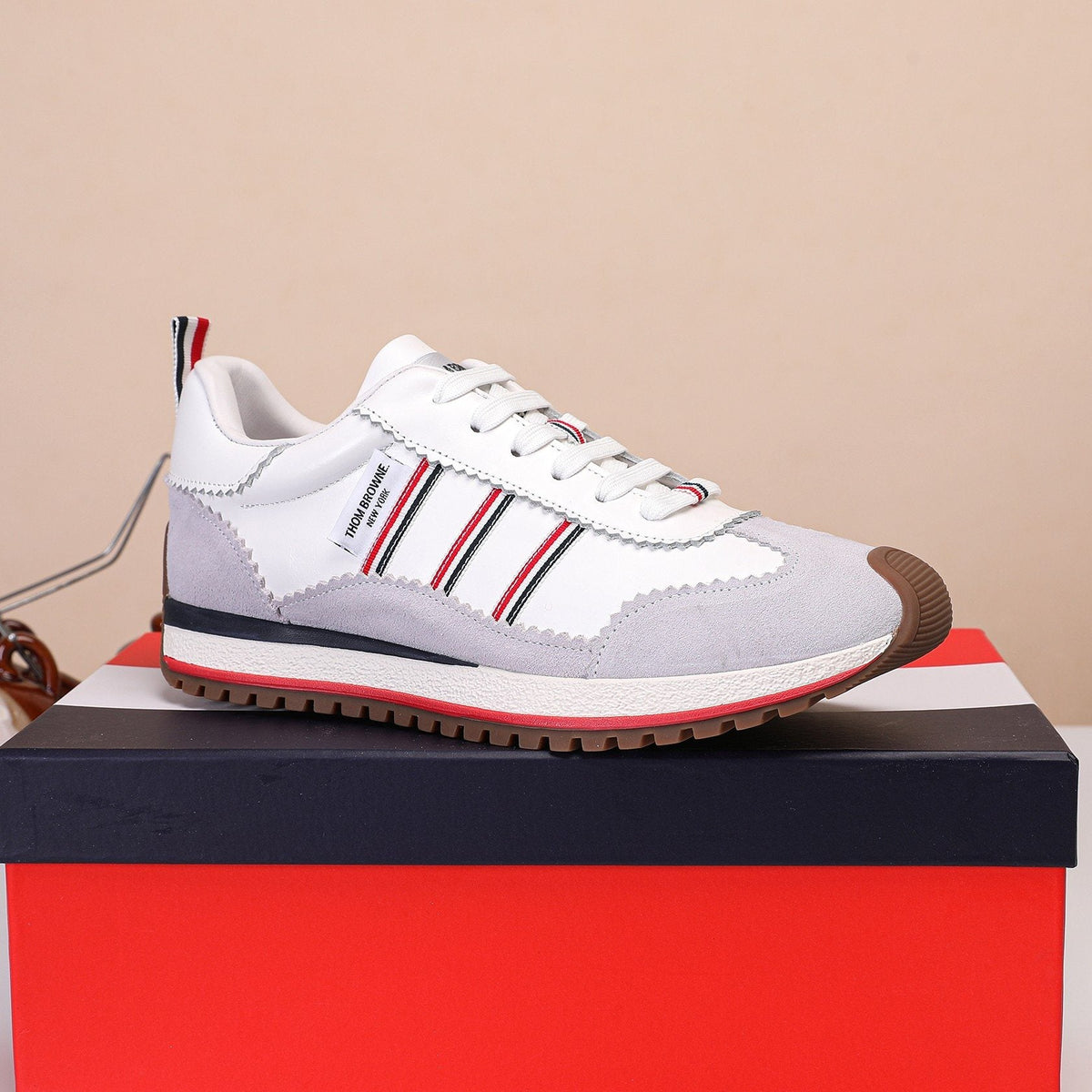 Thom Browne Low-Top Leather Sneakers — side